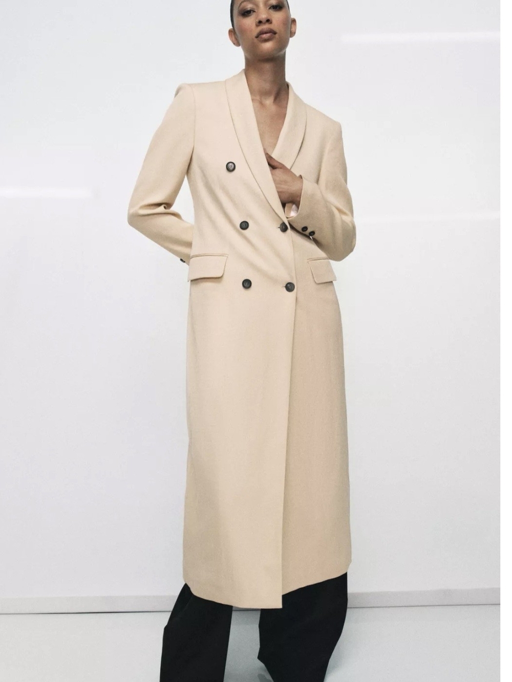 Flowy Double-Breasted Coat
